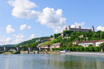 Fototapeta premium The Marienberg fortress and the Old Main Bridge in Würzburg, Ger