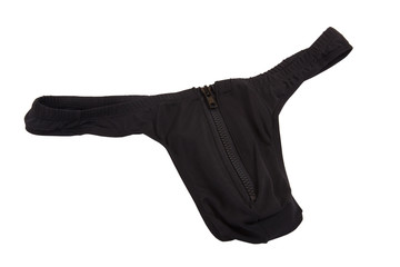 Black man's thong with zipper lock