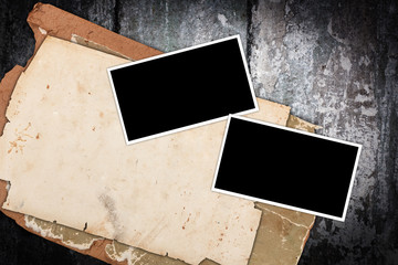 Aged paper and photo frames