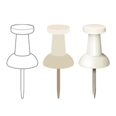 Sketch of pushpin isolated over white. Vector design