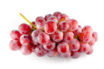 Red grape on white background