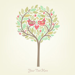 Obraz premium Floral background with birds