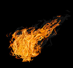 large fireball with smoke on black