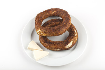 two simit and cheese