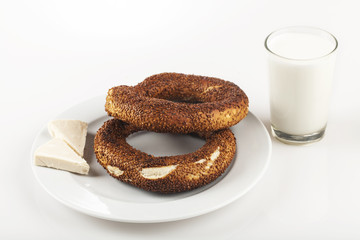 simit with cheese and ayran