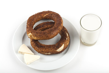simit with cheese and ayran
