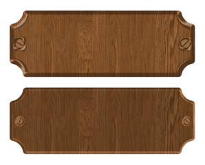 wooden label, isolated on the white background.