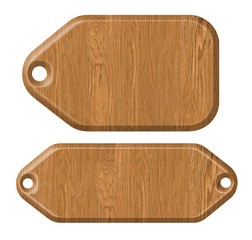 wooden label, isolated on the white background.