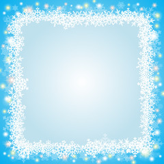 Winterlicher, quadratischer Hintergrund mit Eisblumen, eisblau
