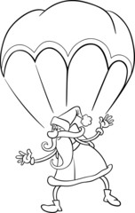 santa on parachute cartoon coloring page