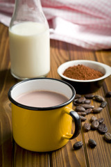 cocoa drink in tinny cup