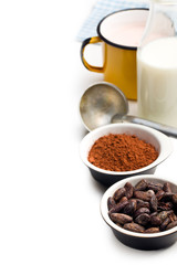 cocoa beans, cocoa powder and ingredients