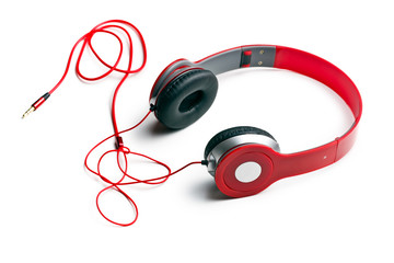 Naklejka premium red headphones