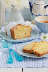 Apple cake on on a colorful background