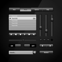 Clean Dark User Interface Controls