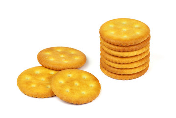 Tasty crackers isolated on white background