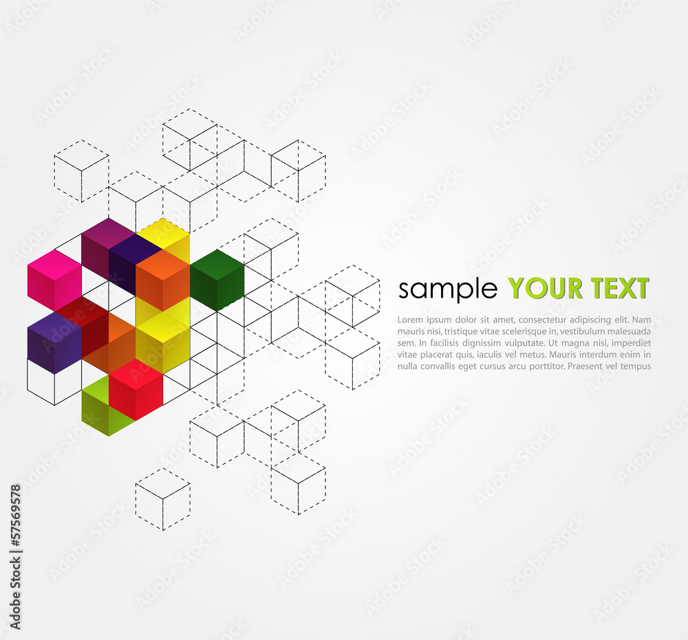 Poster vector abstract background with color cubes