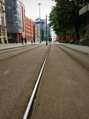 Fototapeta na wymiar tram line manchester