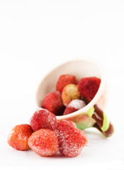freezed strawberry and strawberry cup