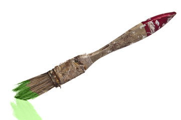 Dirty paint brush closeup