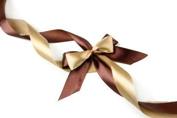 Fototapeta premium Color gift satin ribbon bow, isolated on white