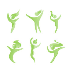 Abstract Human Symbols Set. Success, Celebration, Achievement