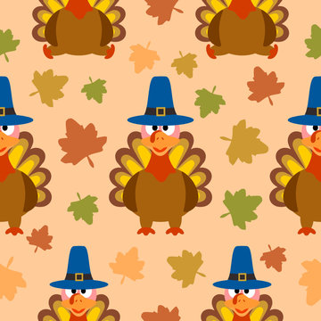 Thanksgiving seamless background with turkey vector