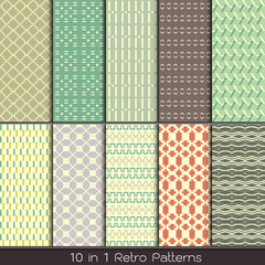 retro fashion patterns collection set