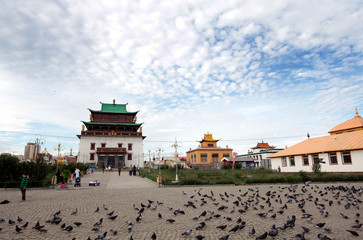 Gandantegchenling Buddhist temple in Ulaanbaatar, Mongolia