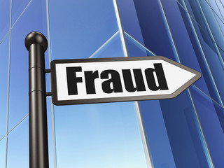 Protection concept: Fraud on Building background