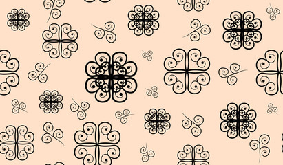 Flower silhouettes seamless pattern