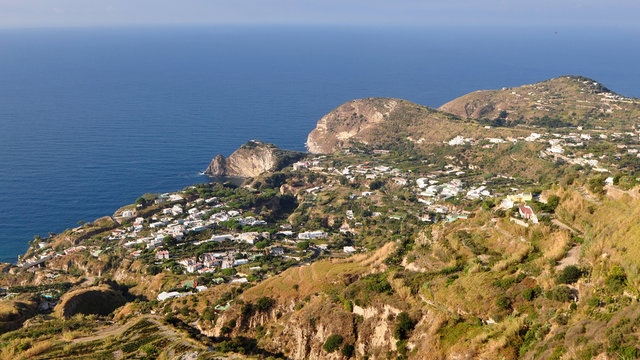 aerial view of village Panza,Ischia island in Italy