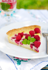 Raspberry Cream Tart, copy space for your text