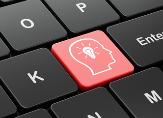 Information concept: Head With Lightbulb on computer keyboard