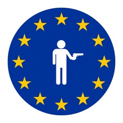 Braqueur dans un drapeau européen