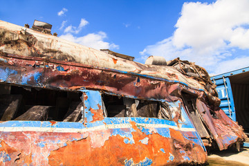 Steel rusting old decaying (rusting train bodies)