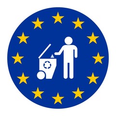 Poubelle de recyclage dans un drapeau européen
