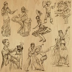 dancing people 2 - hand drawings into vector set