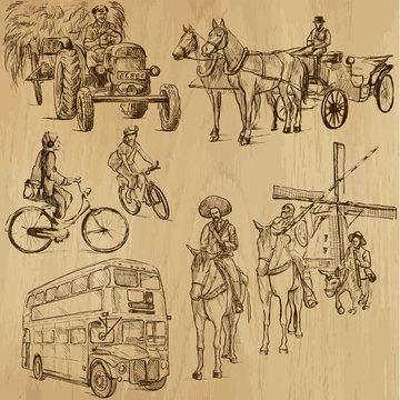 Transportation around the World 3 - drawings into vector set