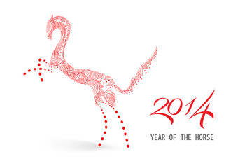Abstract sketch illustration: Chinese new year of the Horse.