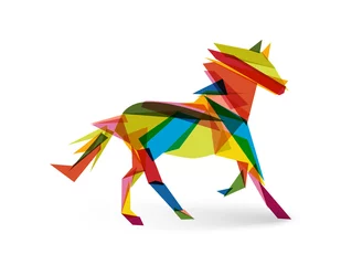 Foto op Aluminium Geometrische dieren Chinees Nieuwjaar van het paard abstracte driehoek Eps10-bestand.