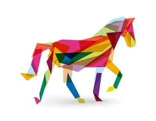 Deurstickers Geometrische dieren Chinees Nieuwjaar van het paard abstracte driehoek Eps10-bestand.