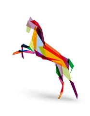 Afwasbaar Fotobehang Geometrische dieren Chinees nieuwjaar van het paard kleurrijke driehoek EPS10-bestand.