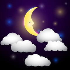 Vector night sky with moon