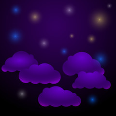 Vector night sky with clouds