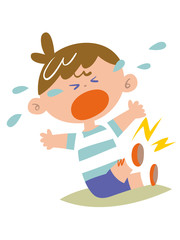 膝を怪我して泣く子供