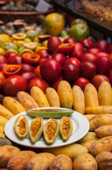 Yellow maracuja fruit on market