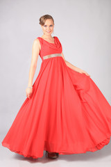 Fototapeta premium beautiful girl in red dress