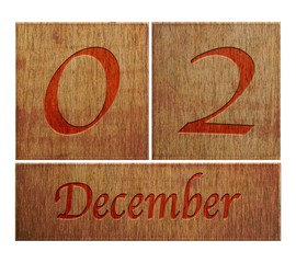 Wooden calendar December 2.