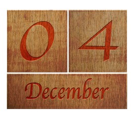 Wooden calendar December 4.